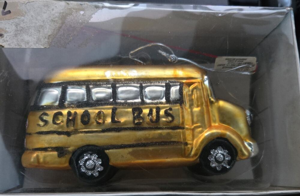 Department 56 Mercury Glass School Bus Ornament Hand Painted Vintage Style 3.5